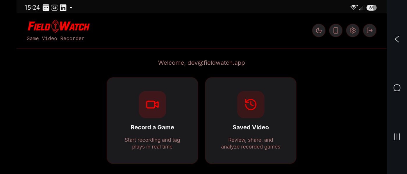 FieldWatch View app screenshot — Home screen